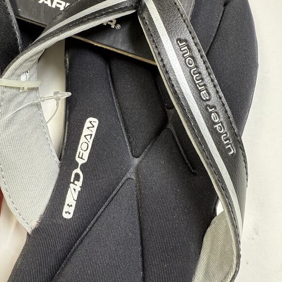 NWT Under Armour Womens Marbella III Thong Sandals Flip Flops Sz 9 Black Silver - Picture 3 of 7